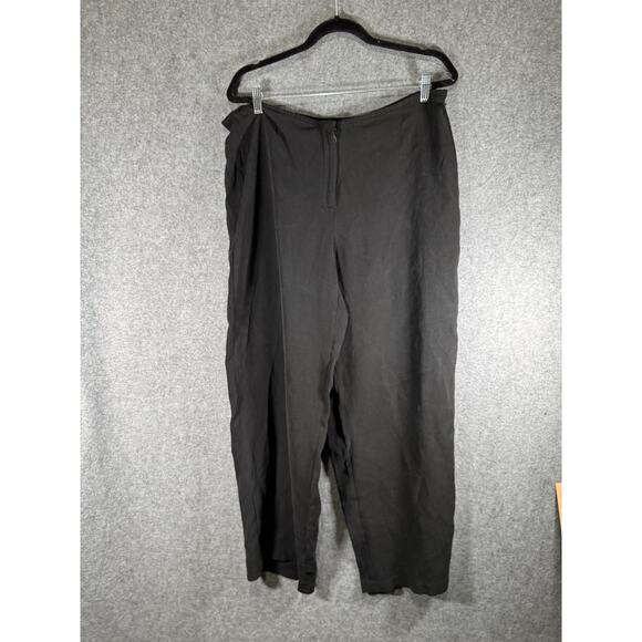 Eileen Fisher Pants Women XL Black Flat Front Ankle‎ Relax Minimalist Lagenlook - Picture 1 of 7